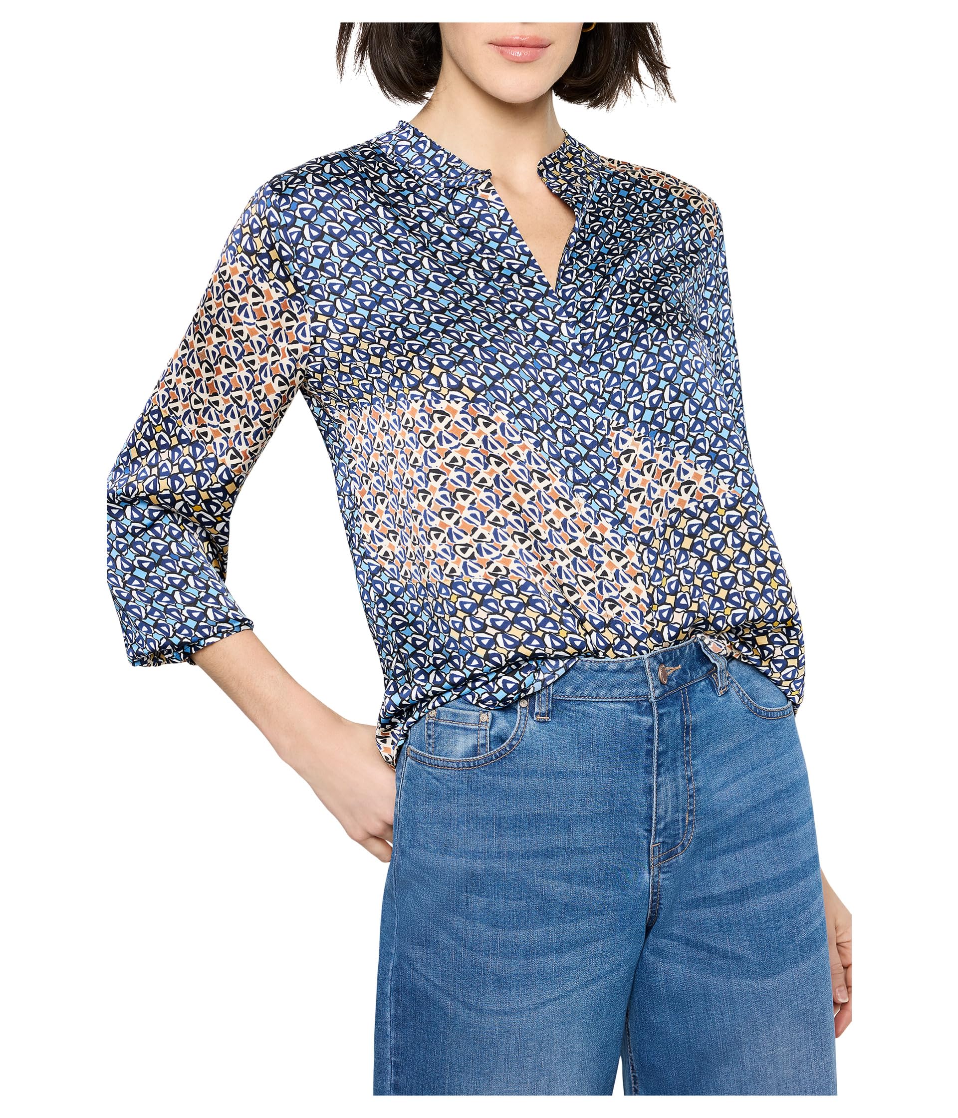 

Топ NIC+ZOE Petite Monogram Mix Top, цвет Blue Multi