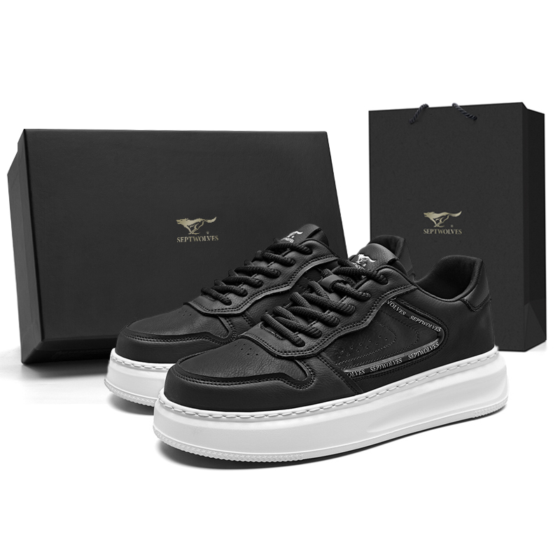 

SEPTWOLVES Низкие скейтерские кросcовки мужские черные, цвет Black (Standard Leather Shoe Size)