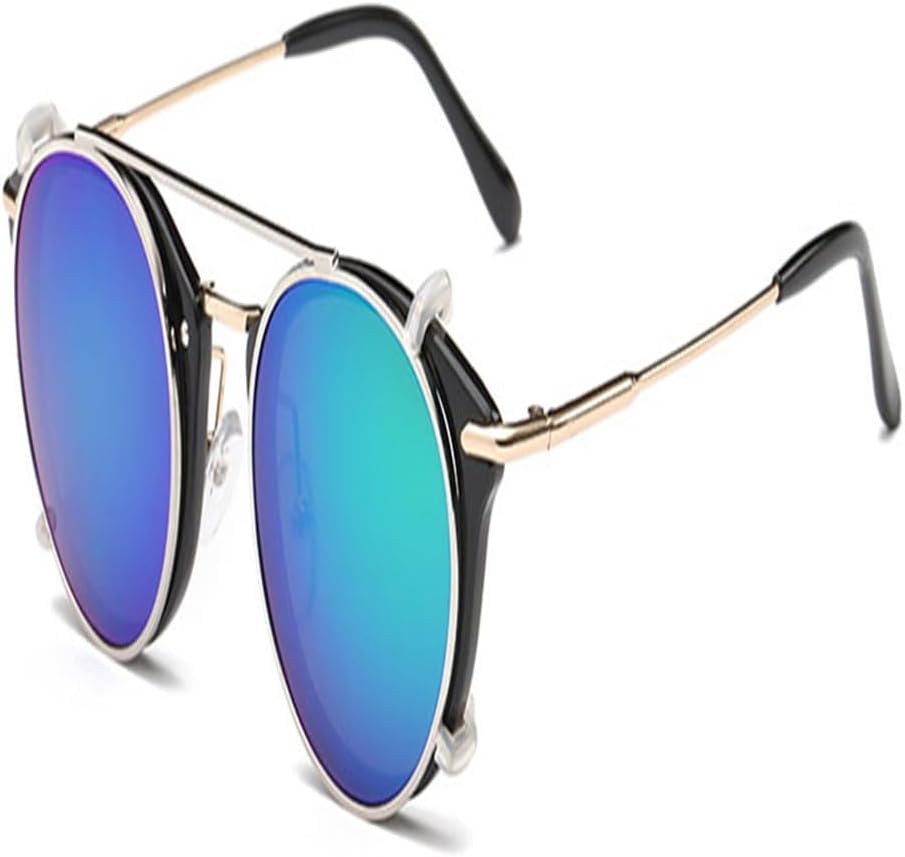 

Ретро женские солнцезащитные очки в стиле стимпанк с откидными линзами и съемными линзами, модные мужские круглые панк-очки с защитой от УФ-излучения UV400 KTUCN, Black Green