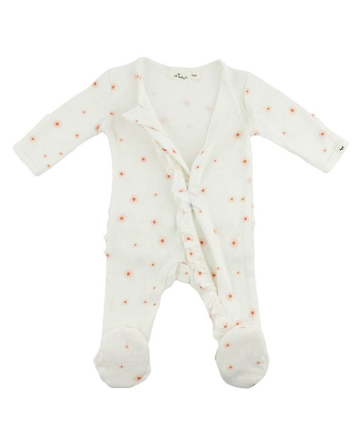 Унисекс комбинезон на молнии - Twinkle Mini Daisies с рюшами oh baby!, белый — фото 2