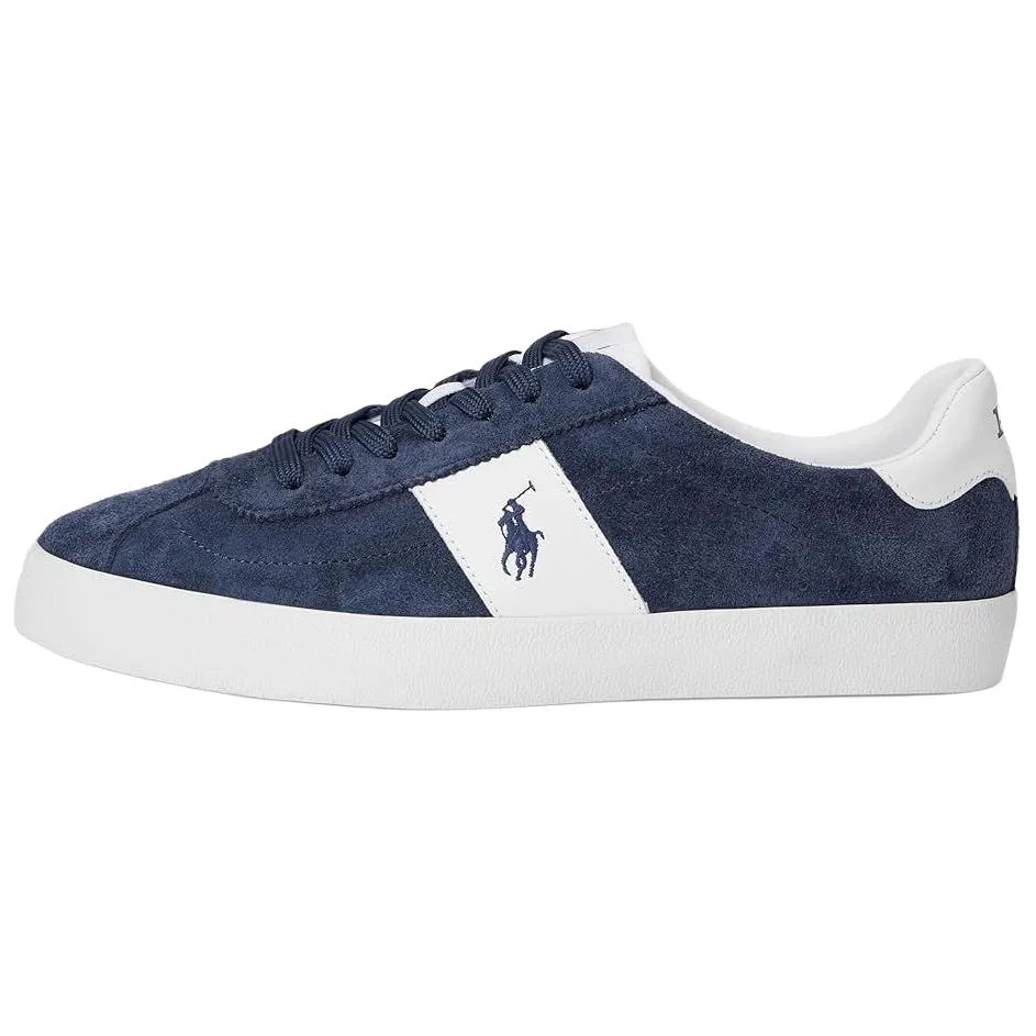 Кеды из кожи и замши низкие Polo Ralph Lauren синие