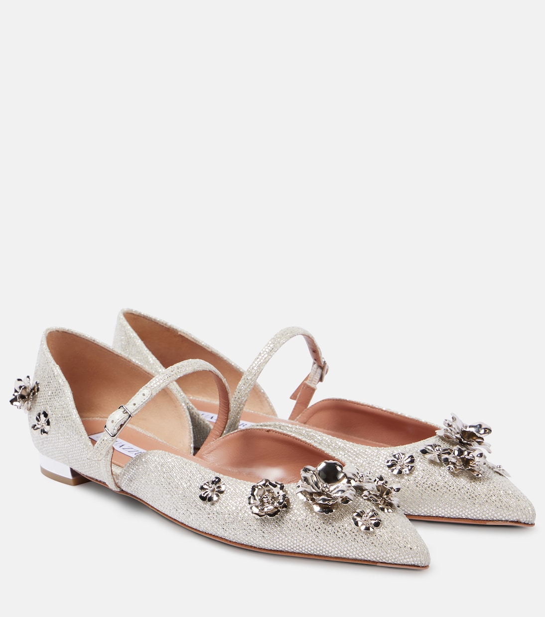 Балетки с декором Bloom Aquazzura, серебряный