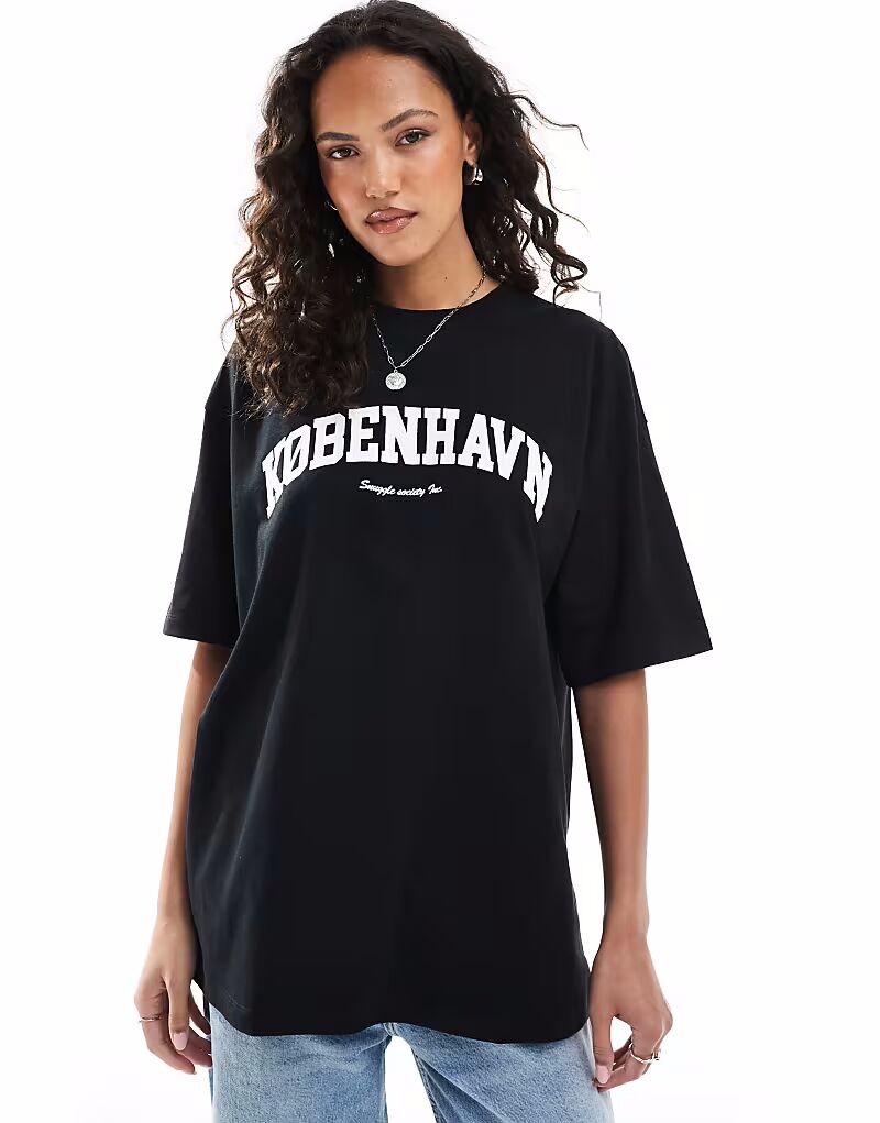 

Футболка JJXX oversize с принтом Kobenhavn черного цвета