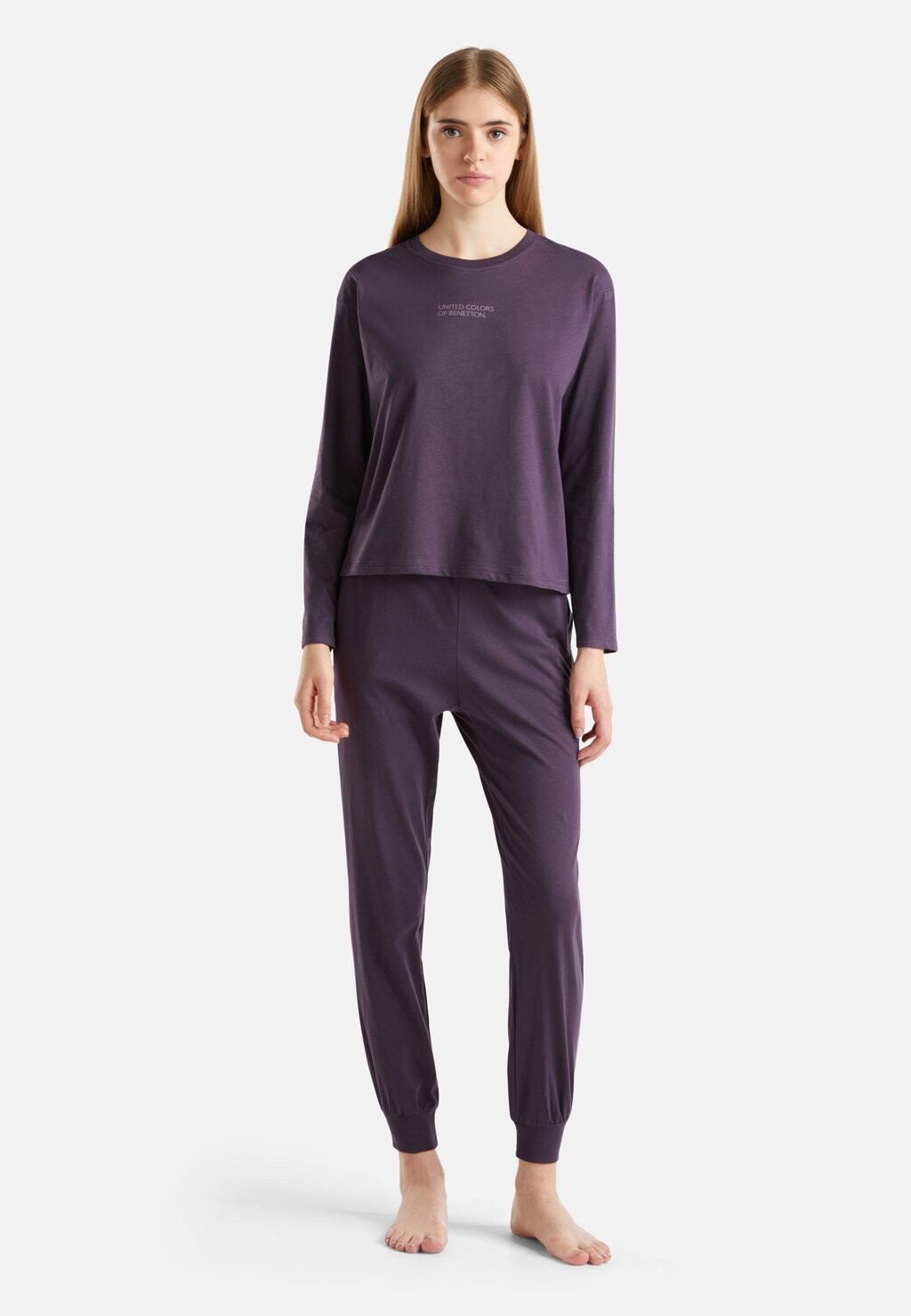 

Топ с длинными рукавами WITH LOGO PRINT United Colors of Benetton, фиолетовый