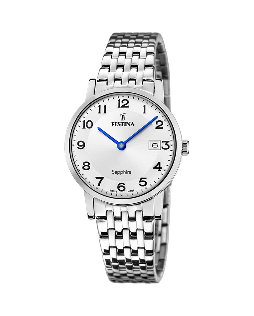 

F20019/4 Женские часы из серебряной стали швейцарского производства Festina, серебро