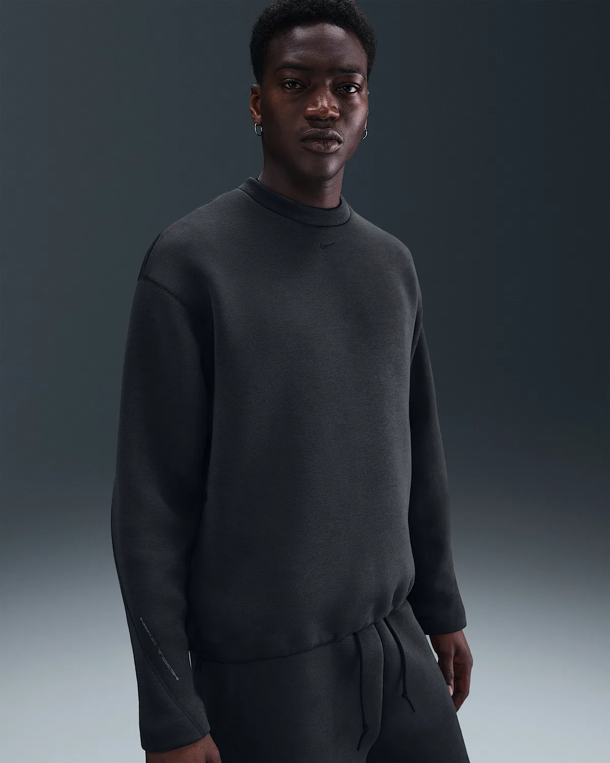 Мужское флисовое худи свободного кроя Nike Tech, Anthracite/Black