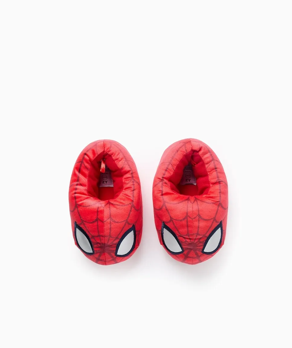 

Закрытые домашние тапочки для мальчика из бархата с деталями Человека-паука Zippy, красный