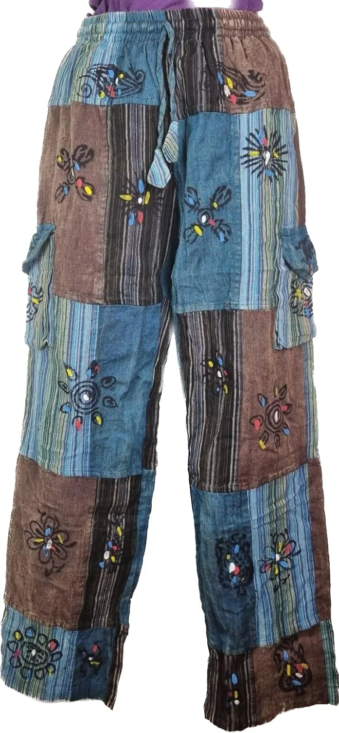 Широкие брюки Patchwork Cotton Yoga Pant, синий