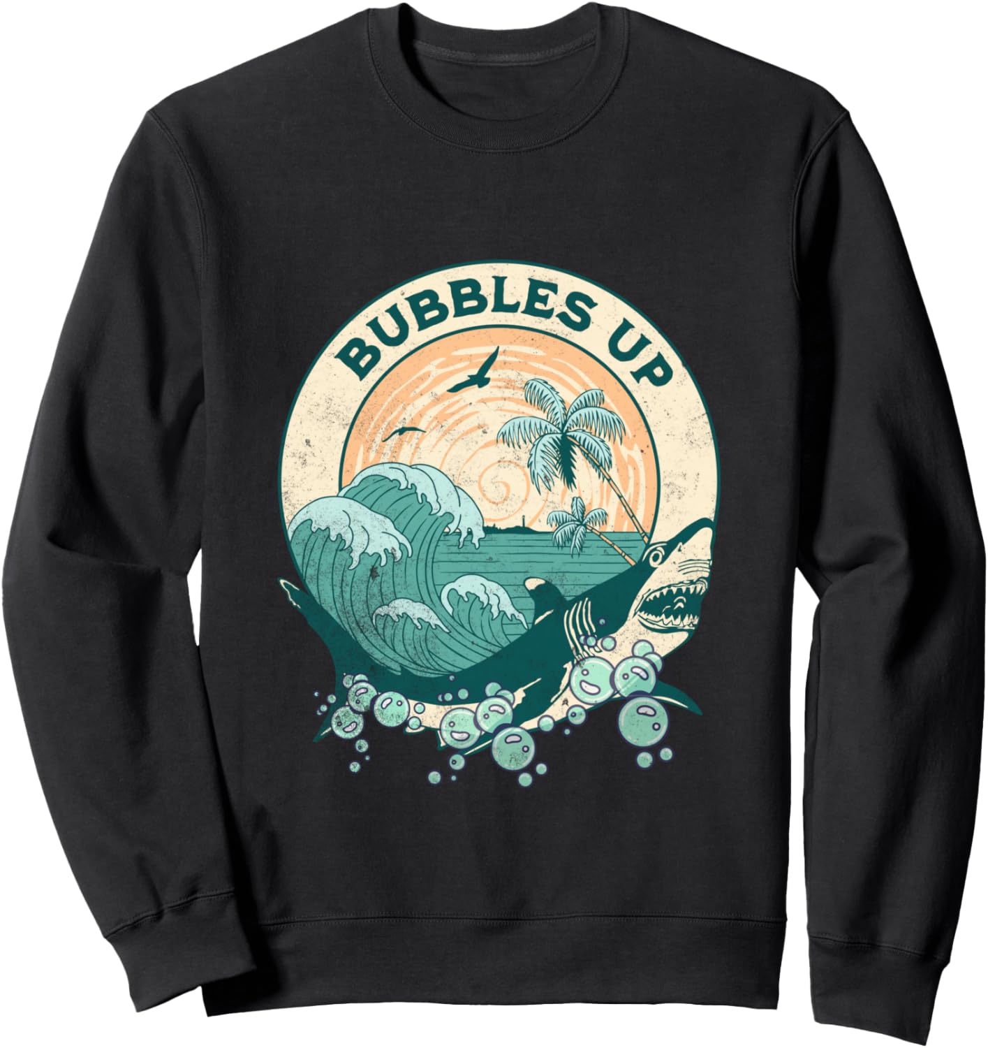 

Классная винтажная толстовка Bubble Up Shark для мужчин, женщин и детей Cool Vintage Bubbles Up Shark For Men Women Kids, черный