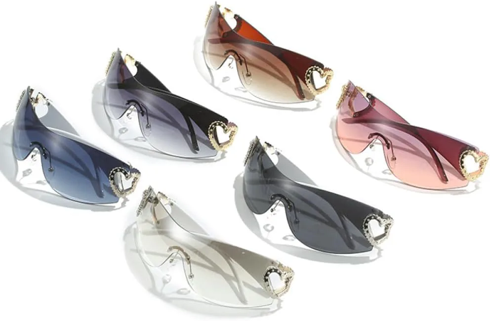 

Женские солнцезащитные очки без оправы, модные градиентные солнцезащитные очки обтекаемой формы в стиле панк, большие солнцезащитные очки generic, White Gray