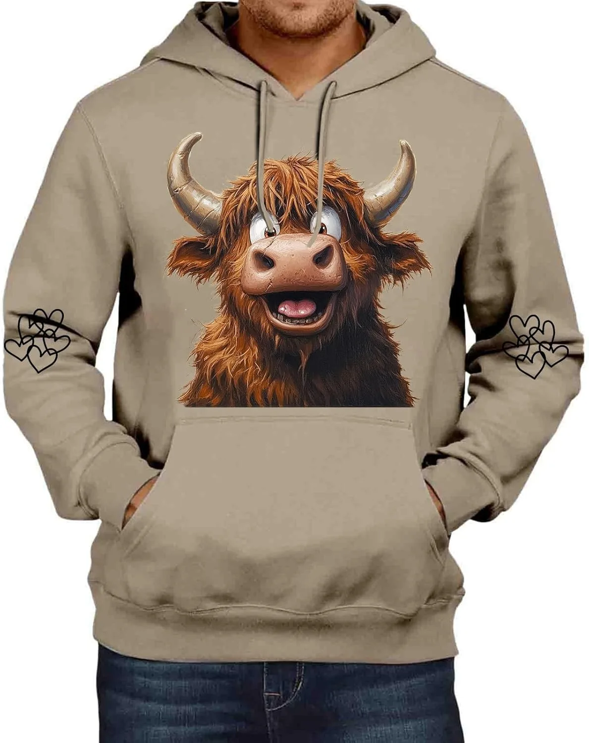 

Мужской свитшот с капюшоном и принтом в стиле cattle print