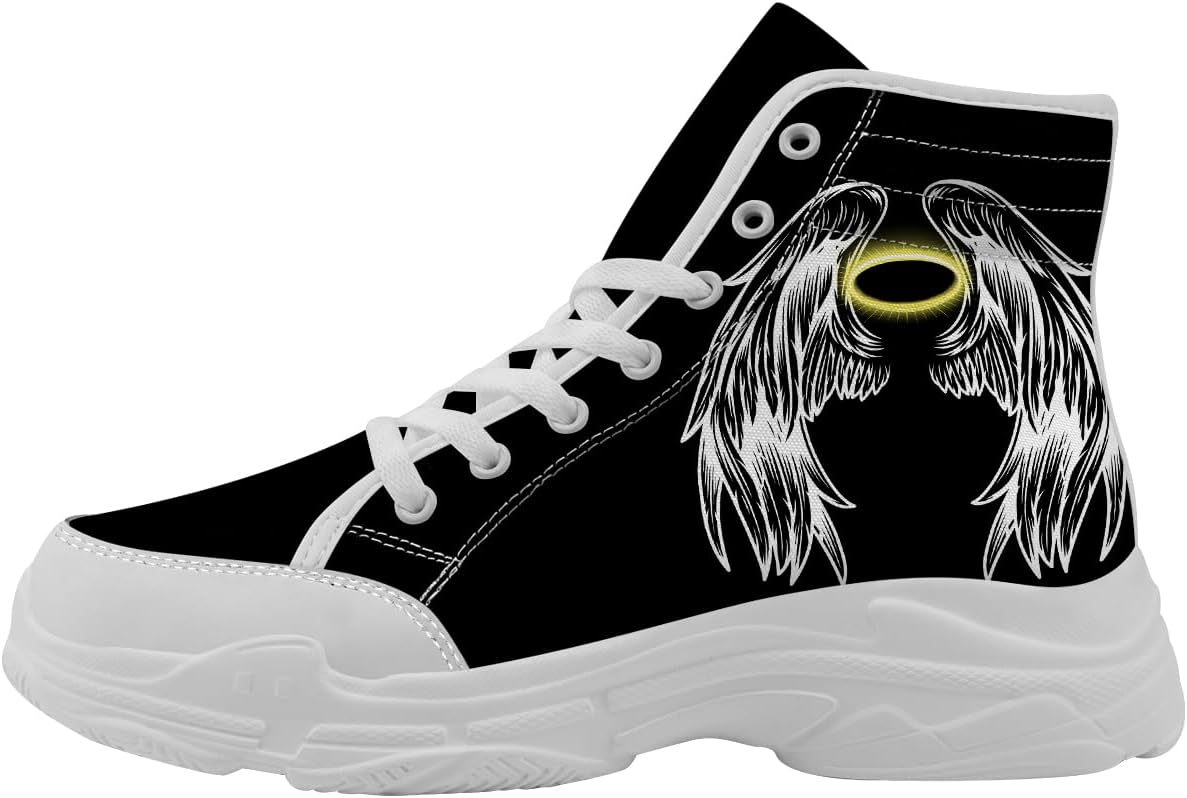 

Кеды на высокой подошве для женщин и мужчин, кроссовки с крыльями и шнуровкой на платформе, подарки для нее и для него Generic, белый/черный/желтый