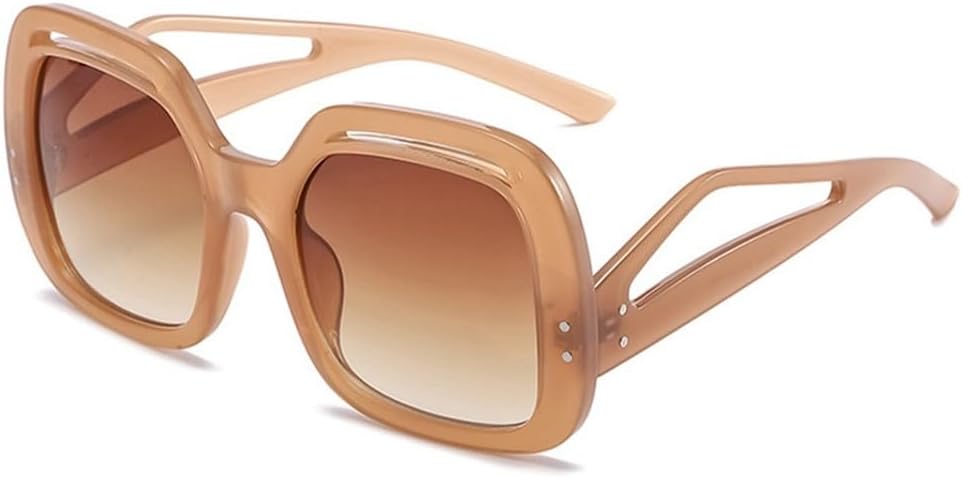 

Женские солнцезащитные очки с градиентным покрытием и защитой от УФ-излучения UV400. Мужские солнцезащитные очки неправильной формы большого размера с полой конструкцией JWMSXYQR, Jelly Tea Tea