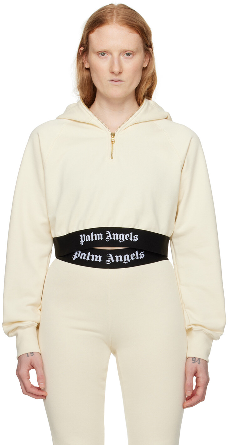 

Кремового цвета худи с полумолнией до половины Palm Angels