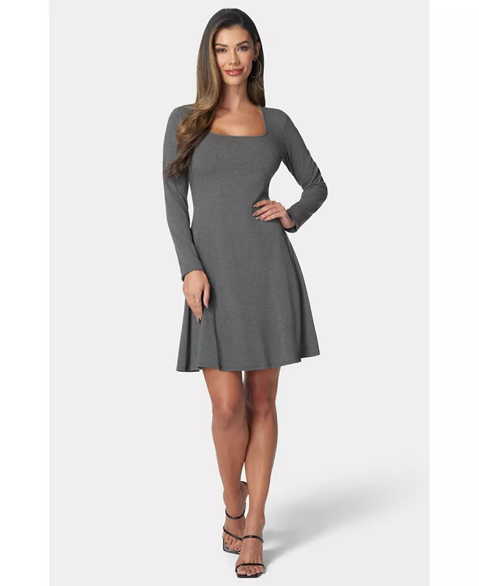 

Женское платье-годе с длинными рукавами в рубчик Bebe, серый