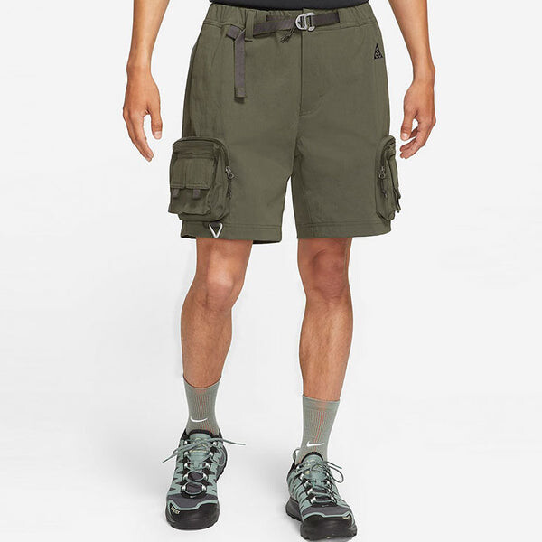 Шорты men's acg logo lacing waterproof multiple pockets shorts military green Nike, зеленый — фото 3