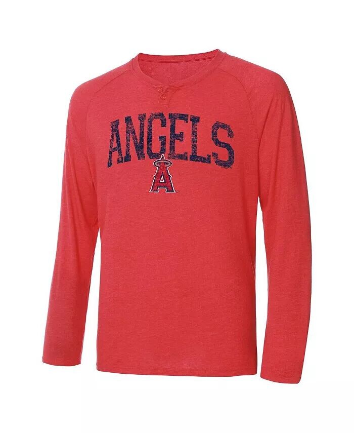 

Мужская красная футболка Los Angeles Angels Inertia Raglan с длинным рукавом Henley Concepts Sport