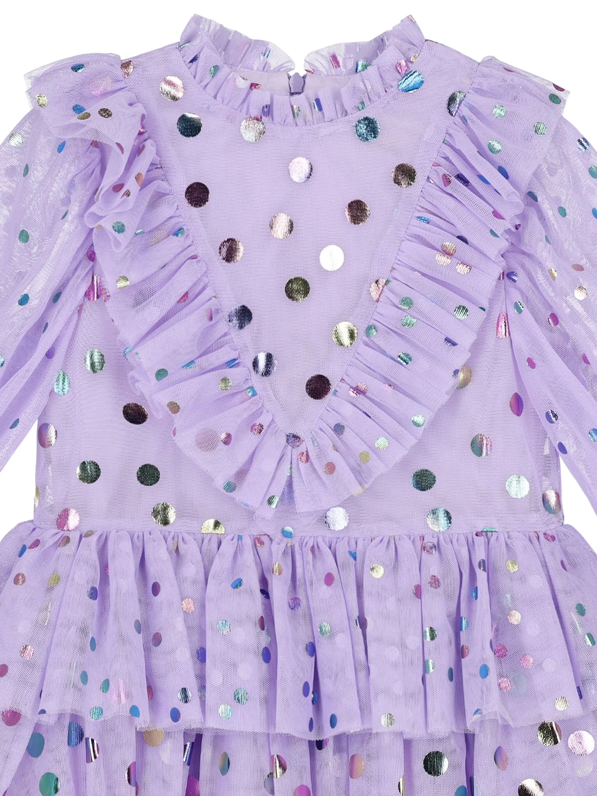 Платье из тюля в горох Stella Mccartney Kids, фиолетовый — фото 3