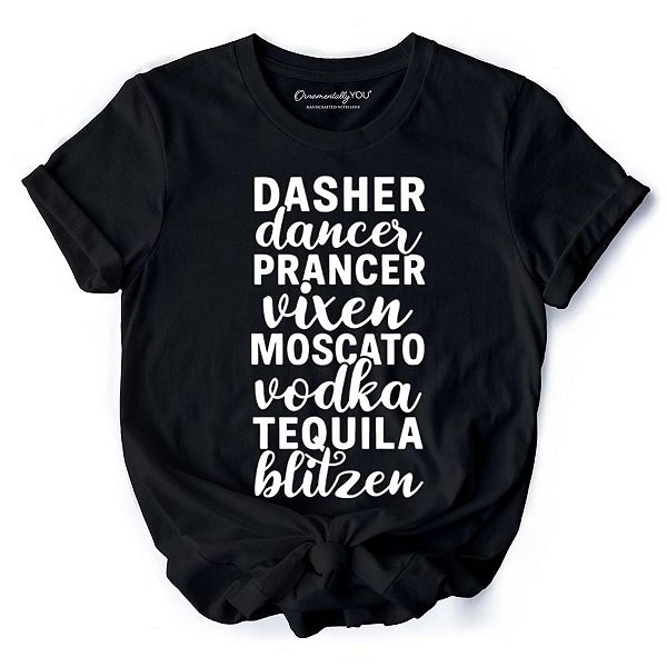 

Футболка с принтом Dasher Dancer Prancer Vixen Moscato Tequila Blitzen, смешная для вечеринки Ornamentallyyou, Black, Черный, Футболка с принтом Dasher Dancer Prancer Vixen Moscato Tequila Blitzen, смешная для вечеринки Ornamentallyyou, Black