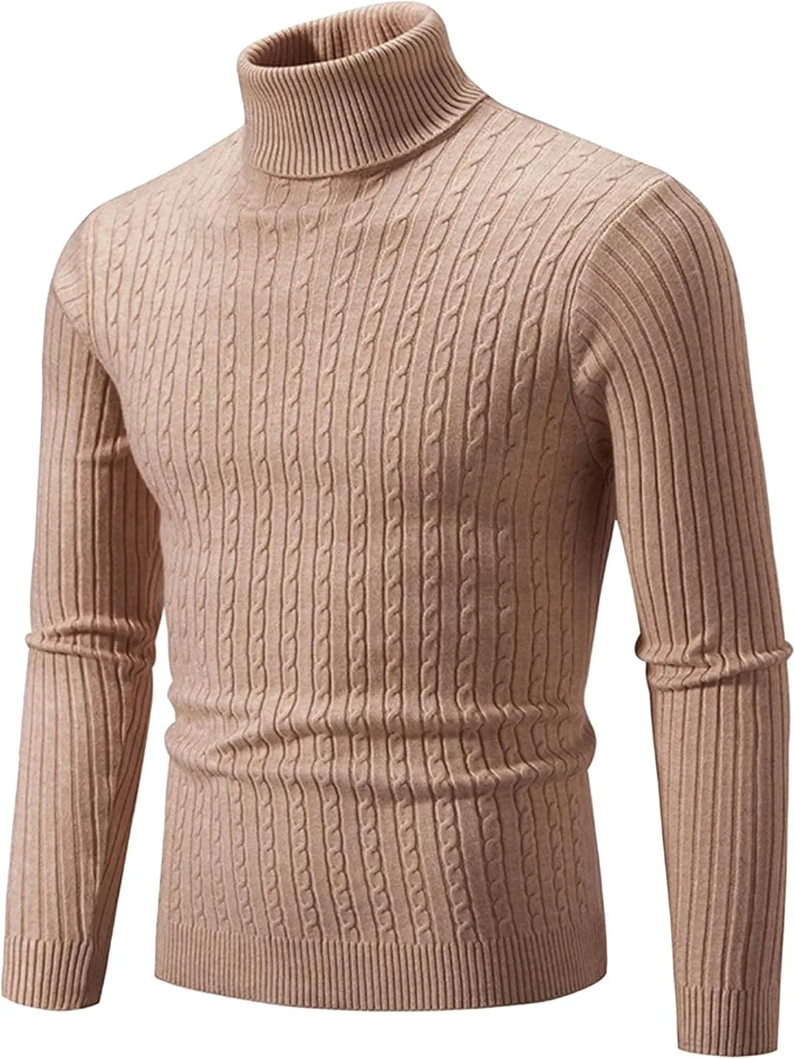 

JEShifangjiusu мужской водолазка Slim Fit свитер с длинным рукавом, кабельная вязка