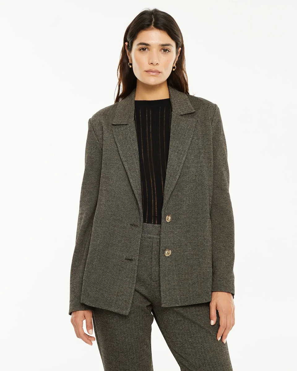 

Женский пиджак из саржи с отложным воротником System Action, серый