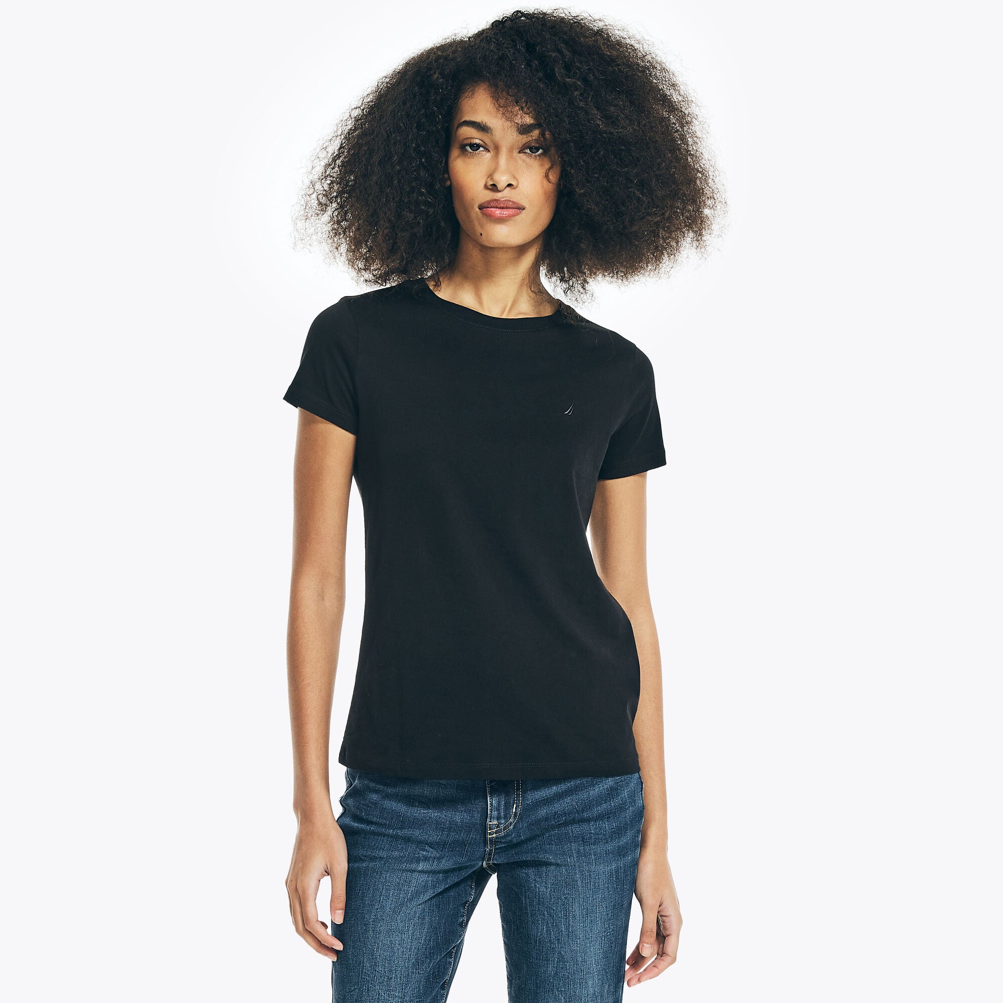 

Женская однотонная футболка с круглым вырезом Nautica, цвет true black