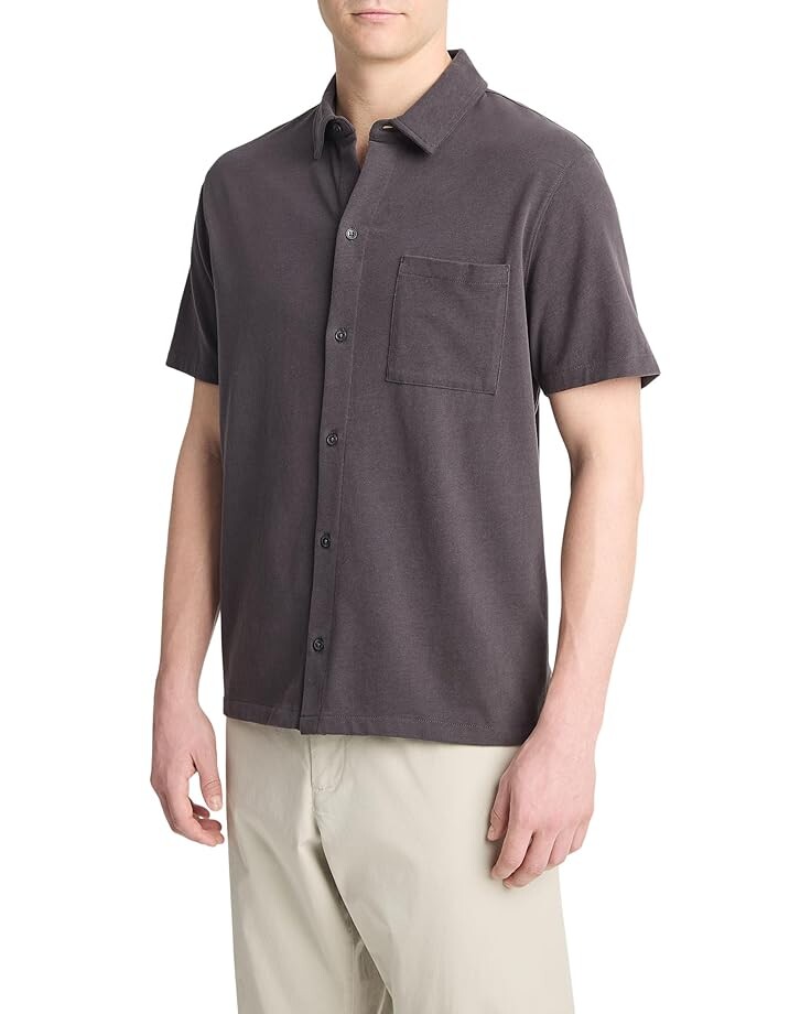 

Рубашка Vince Sueded Jersey S/S Button Down, цвет Soft Black