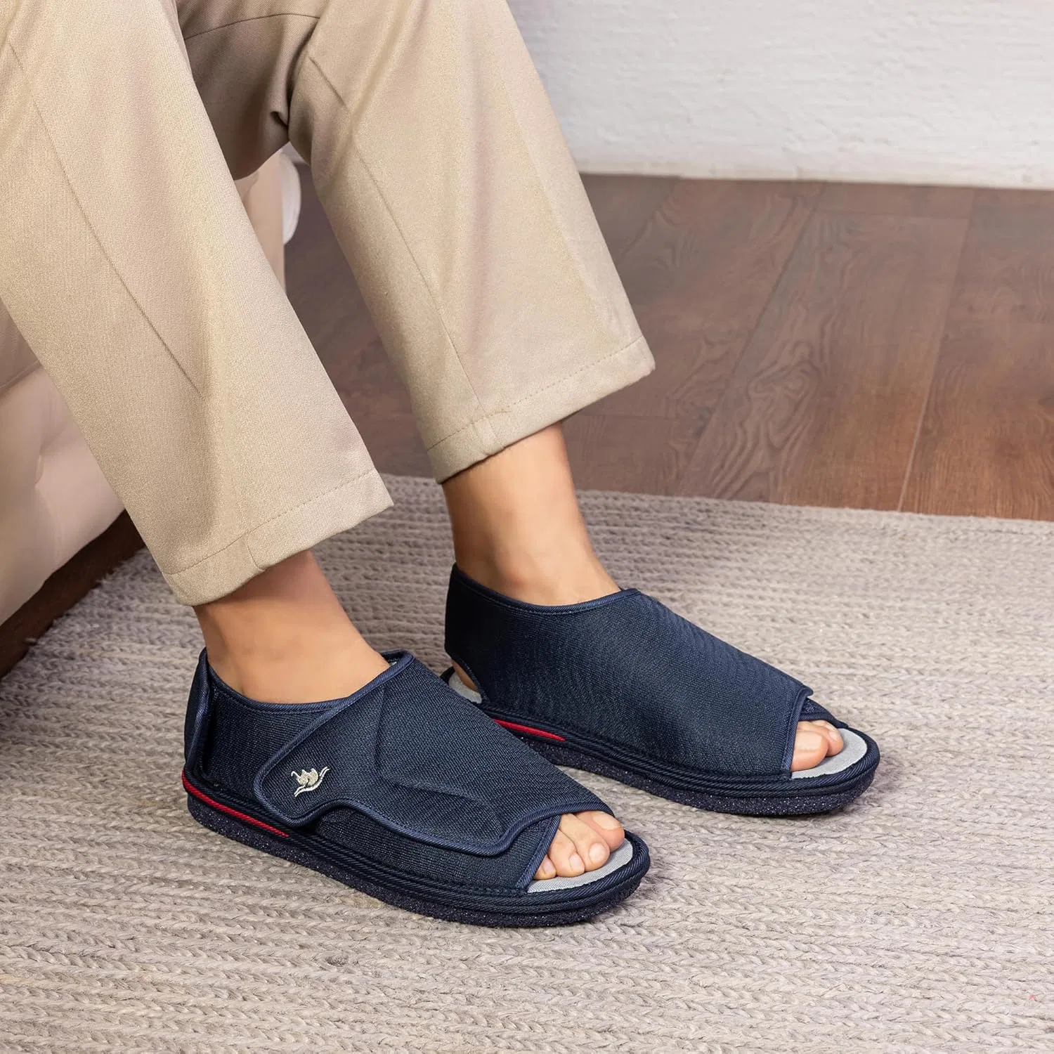 Тапочки на широкую ногу с регулировкой, Memory Foam, Navy Blue EUROPEAN SOFTEST — фото 2