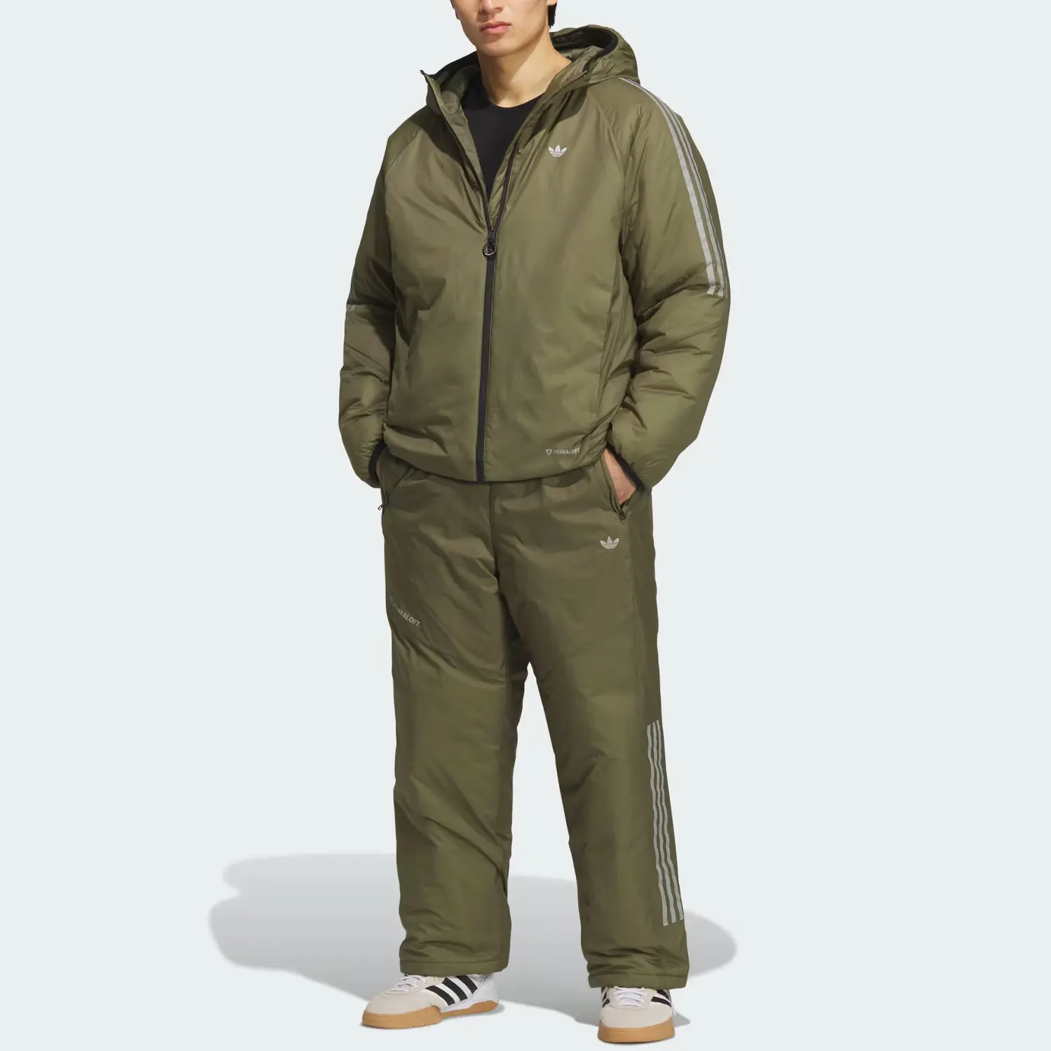 Утепленная куртка-пуховик Primaloft мужская Adidas Originals, оливковый/светло-серый — фото 3