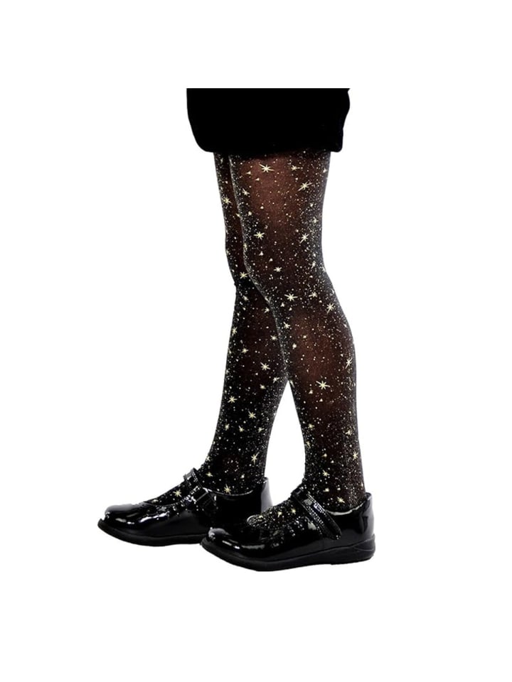 

COFI 1453 Детские колготки 20 ден с узором в виде звездочек - блестящие колготки черного цвета