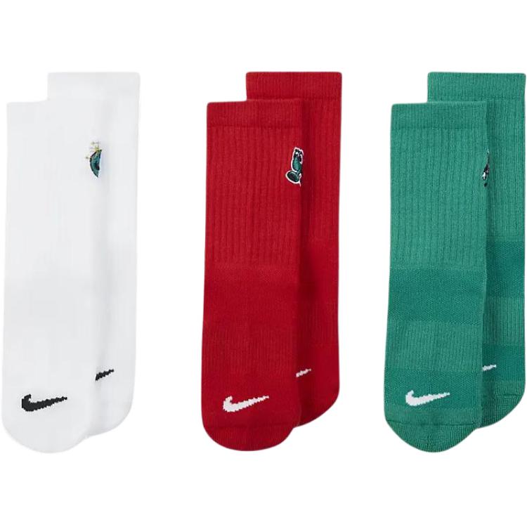 

Детские носки Nike, 3 Pack (White/Red/Green)