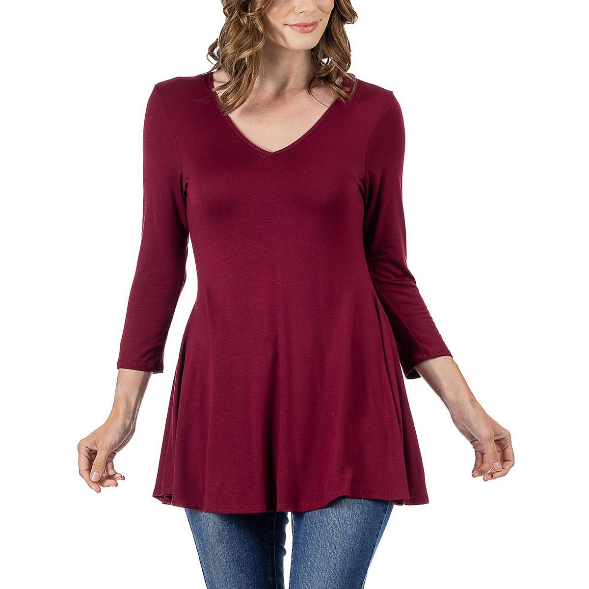 

Женская туника-пуловер с V-образным вырезом 24seven Comfort Apparel, цвет wine