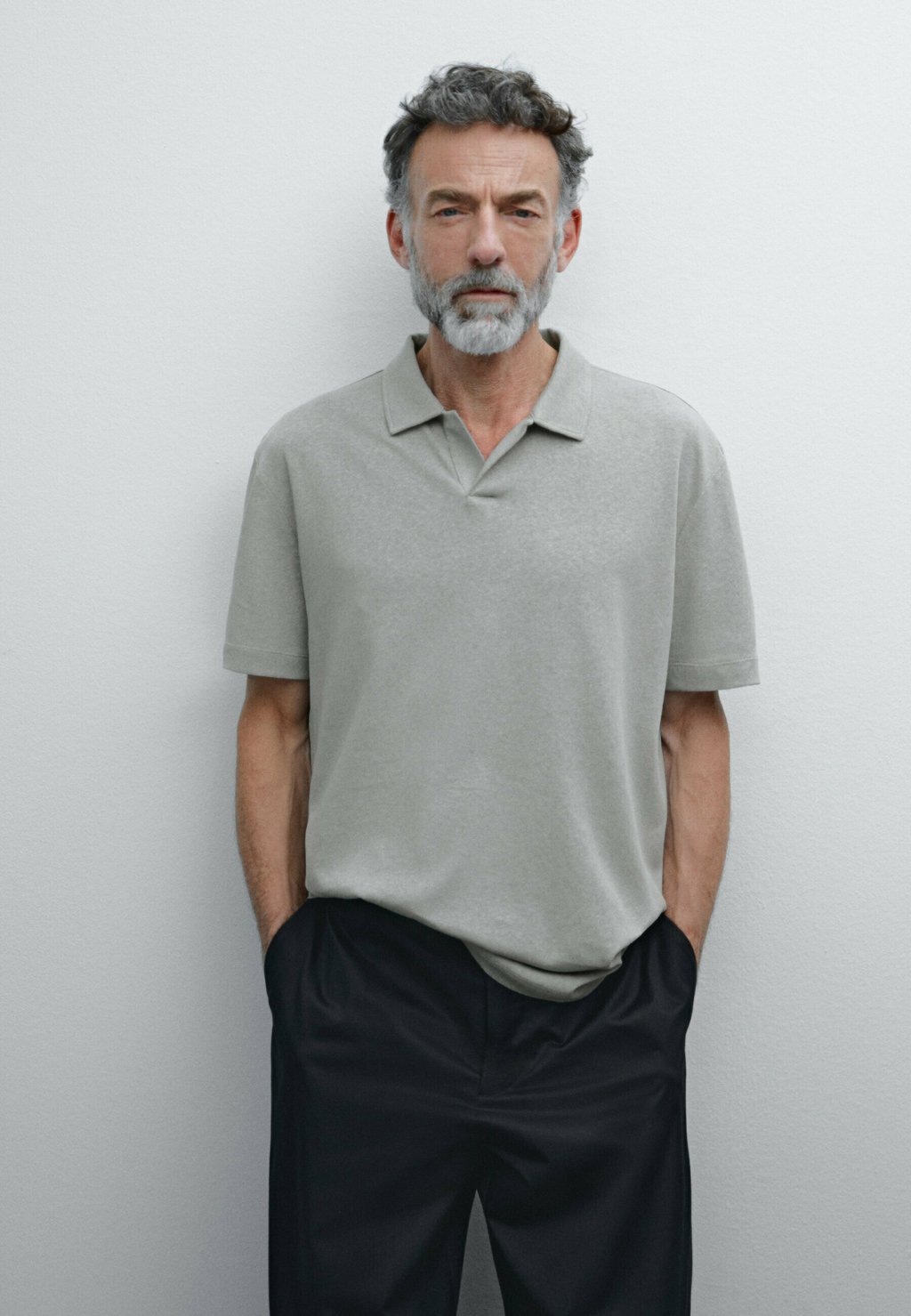 

Рубашка поло SHORT SLEEVE Massimo Dutti, светло-серый