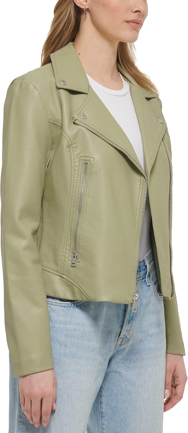 Женская байкерская куртка Levi's 538 из веганской кожи (стандартный и большой размер), Grn/Cha — фото 4