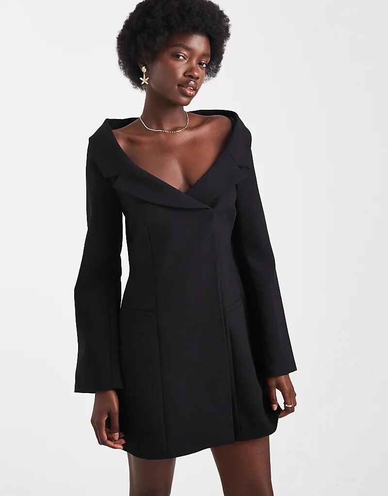 

Платье-блейзер с открытыми плечами ASOS DESIGN черного цвета