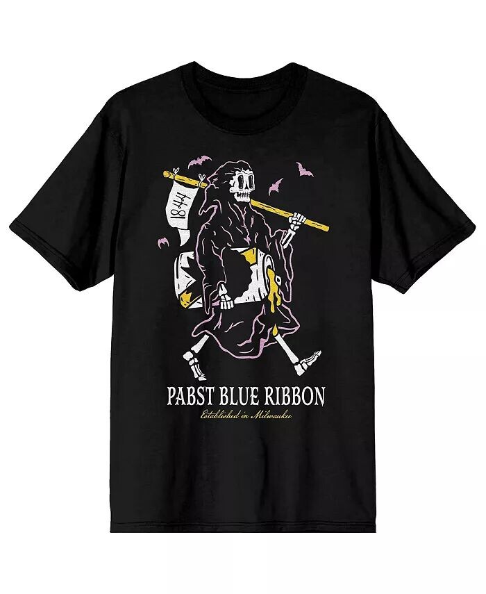 

Grim Reaper Мужская черная футболка с коротким рукавом Pabst Blue Ribbon, черный