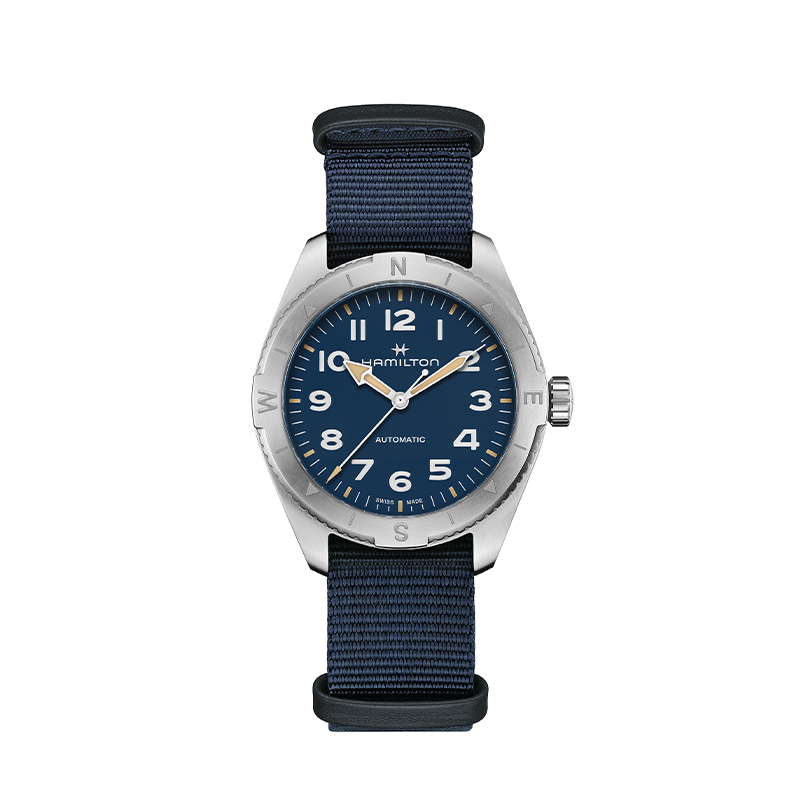 

Hamilton Khaki Field Series автоматический механический механизм унисекс часы 37mm синий циферблат корпус из нержавеющей стали нейлоновый ремешок