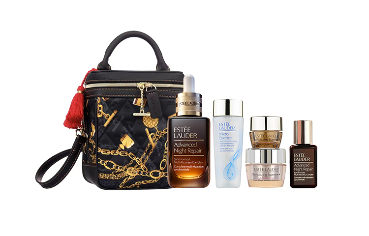 Наборы для ухода за кожей (унисекс) Estee Lauder, small коричневый bottle serum 50ml+small коричневый bottle serum 15ml+zhiyan collection 3 pcs travel set — фото 2
