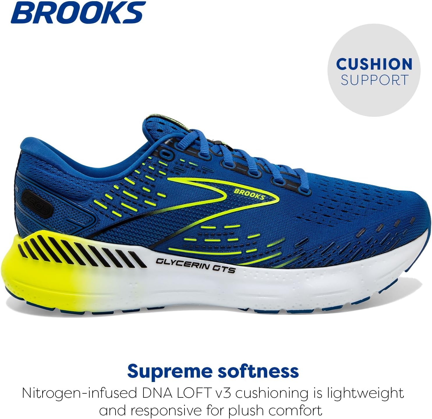 Мужские беговые кроссовки Brooks Glycerin GTS 20 с поддержкой, белый/синий — фото 3