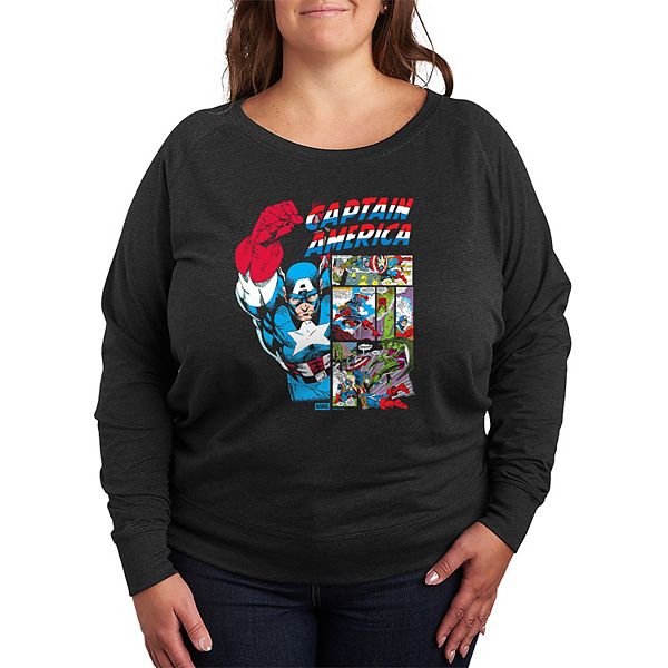 

Футболка с длинным рукавом Captain America комикс панели French terry plus size Marvel, Heather Charcoal, Черный, Футболка с длинным рукавом Captain America комикс панели French terry plus size Marvel, Heather Charcoal