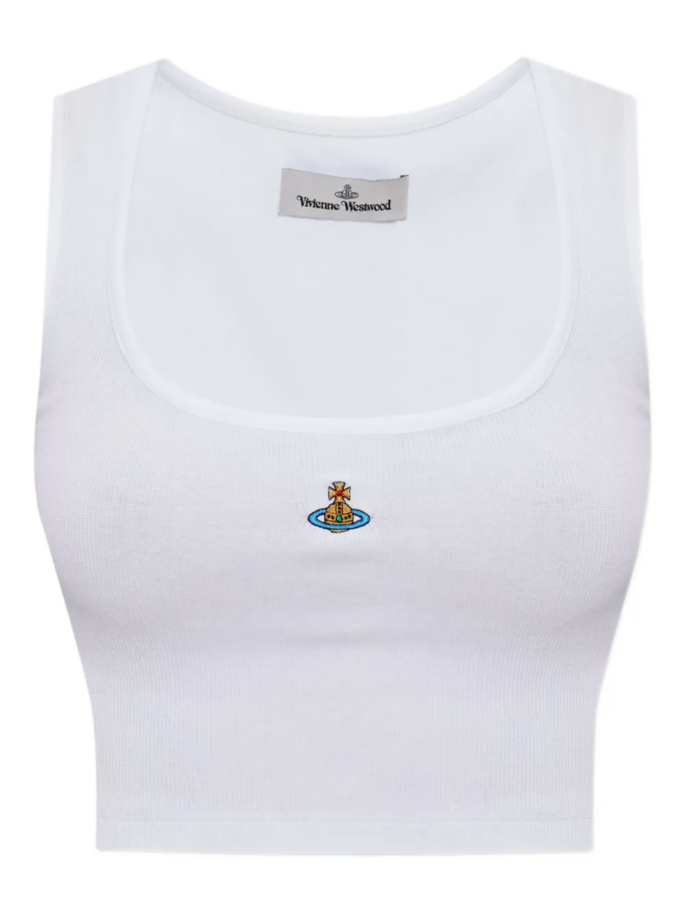 

Топ в рубчик с декором Orb Vivienne Westwood, белый