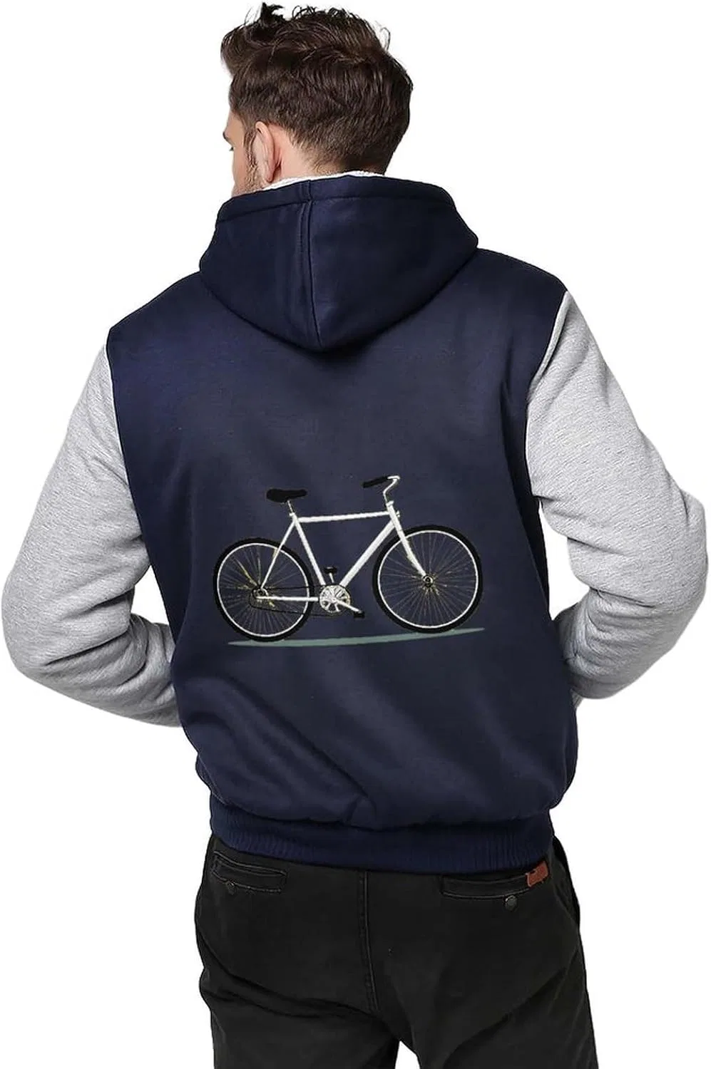 Толстовка Bicyclebike мужская с капюшоном на молнии, флисовая куртка для зимы Generic, светло-серый — фото 2