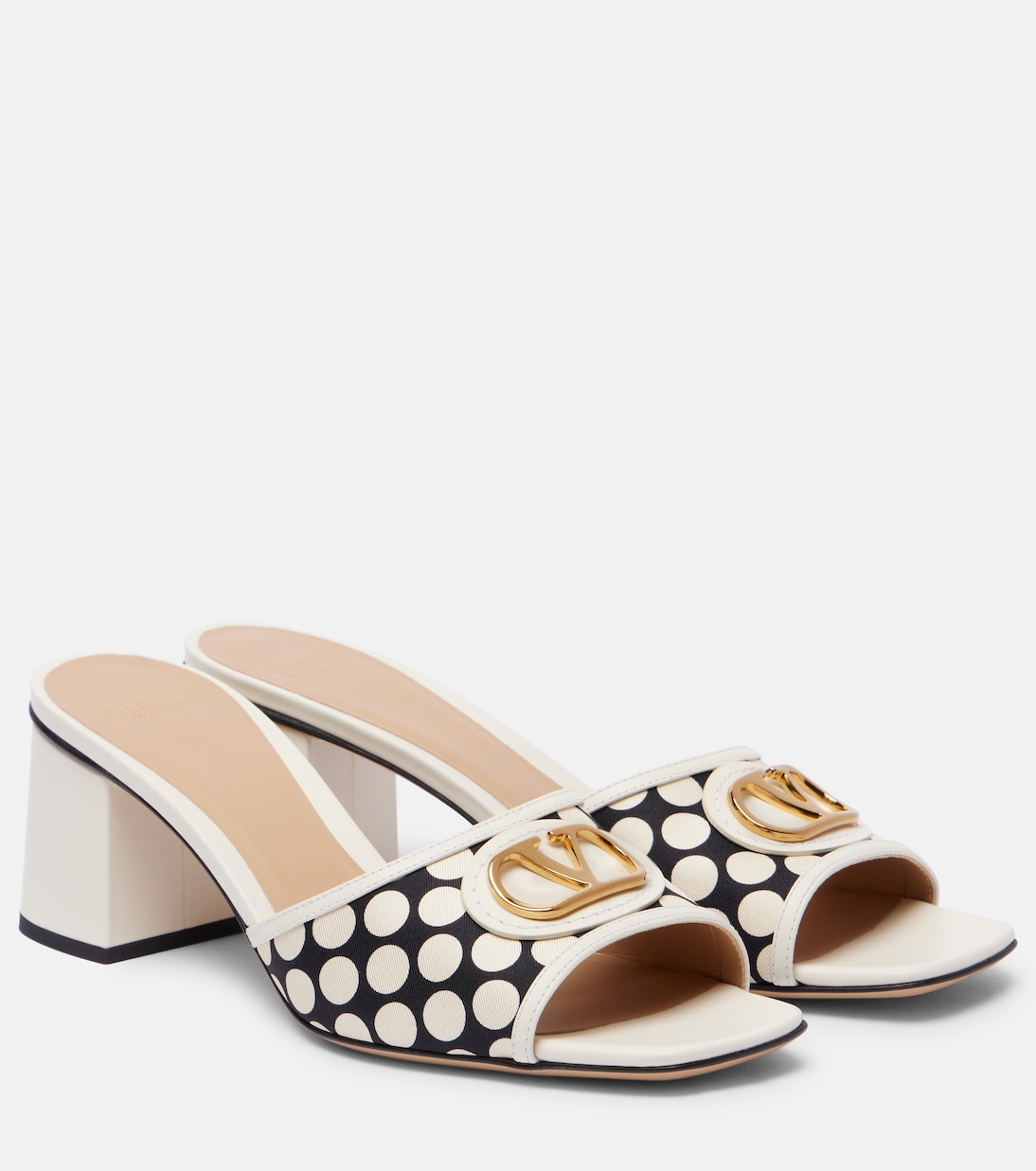 VLogo мюли в горошек Valentino Garavani, Nero-Bianco/Ivory