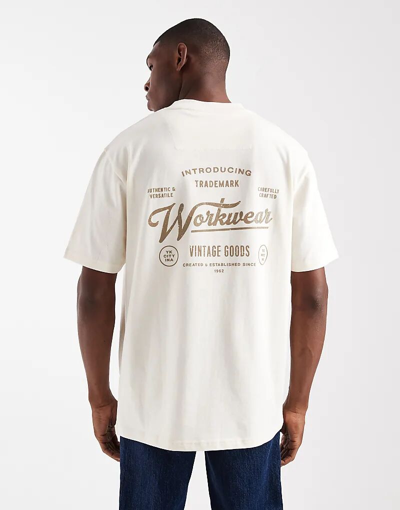 

Футболка свободного кроя с графическим принтом цвета экрю от Threadbare