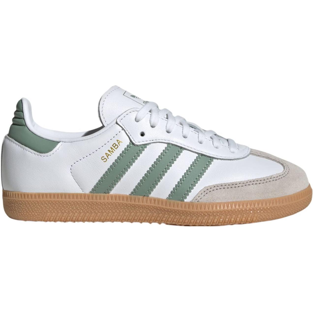 Adidas Originals Samba OG нескользящие износостойкие низкие детские скейтбординг кроссовки white/green для подростков — фото 3