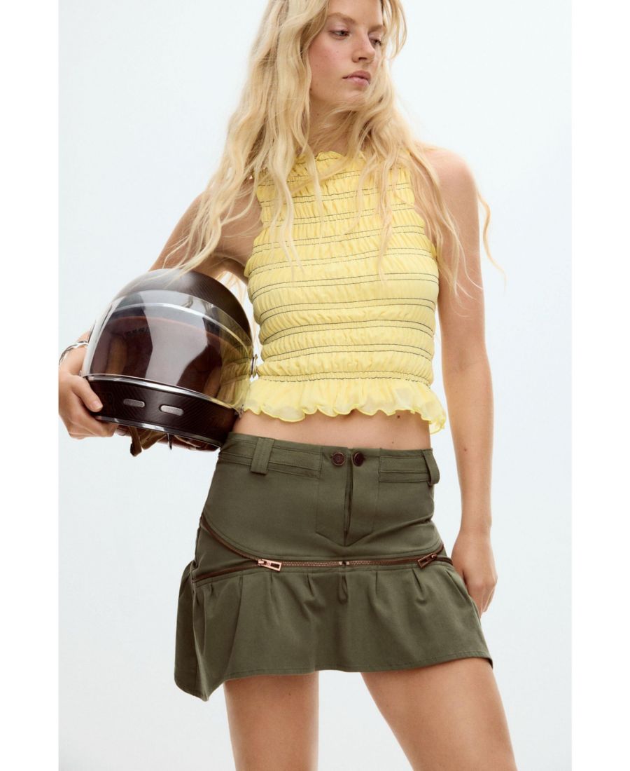 

Женская короткая юбка с молниями Desigual, Military green