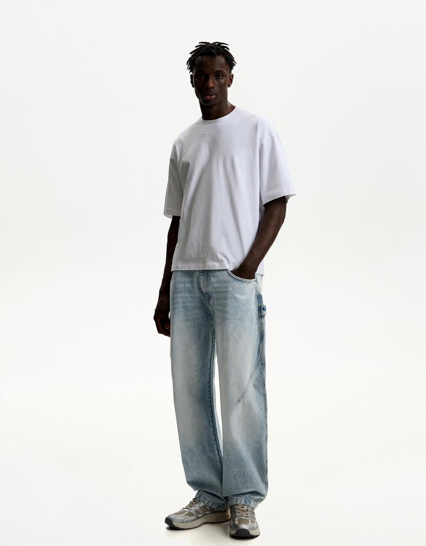

Мешковатые джинсы Balloon fit Bershka, голубой