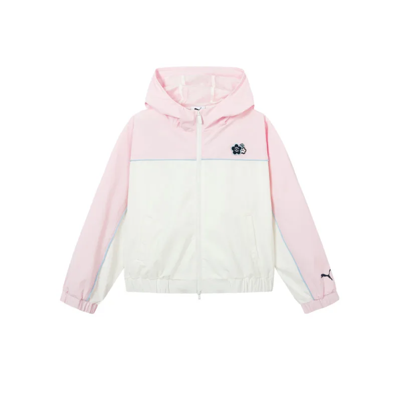 Детская куртка с капюшоном тонкая PUMA, розовый 60001