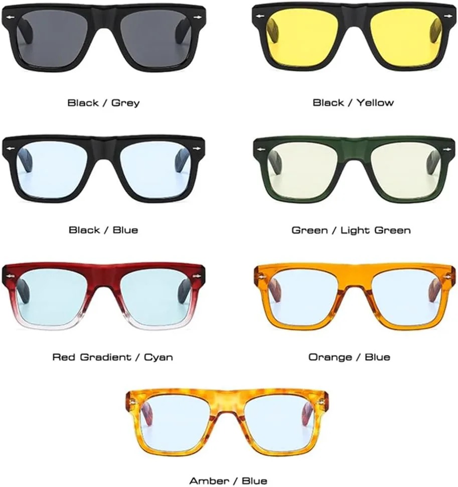 

Женские солнцезащитные очки с прозрачными линзами цвета океана, защита от УФ-излучения UV400; мужские очки с заклепками в стиле панк UYPTK, Black Yellow