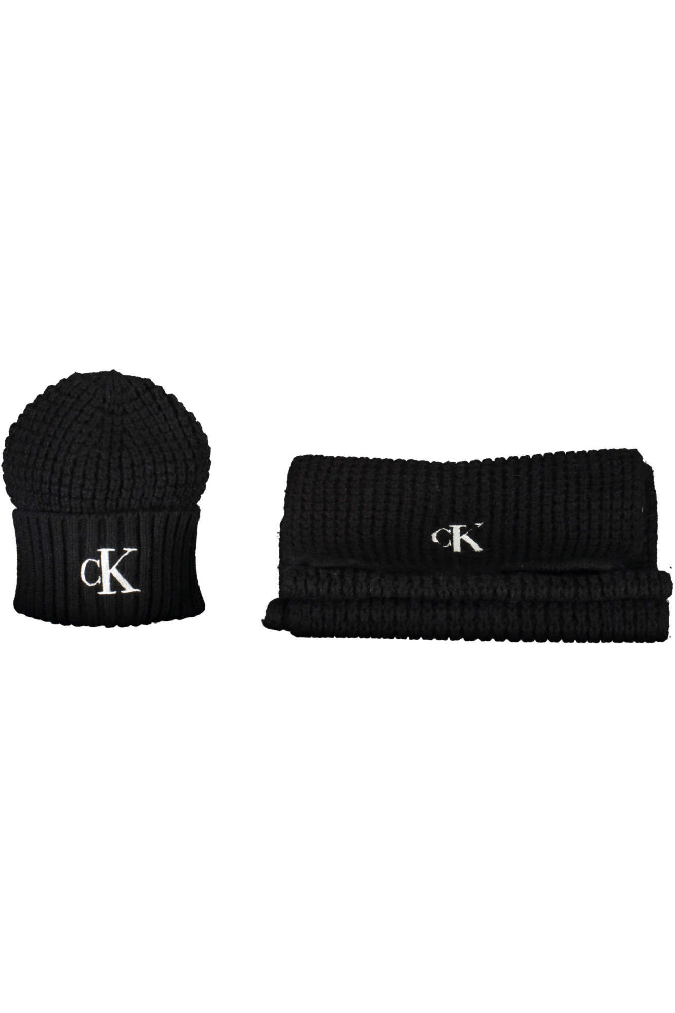 

Женский комплект из шарфа и шапки Calvin Klein с шерстью альпаки и монограммой, черный